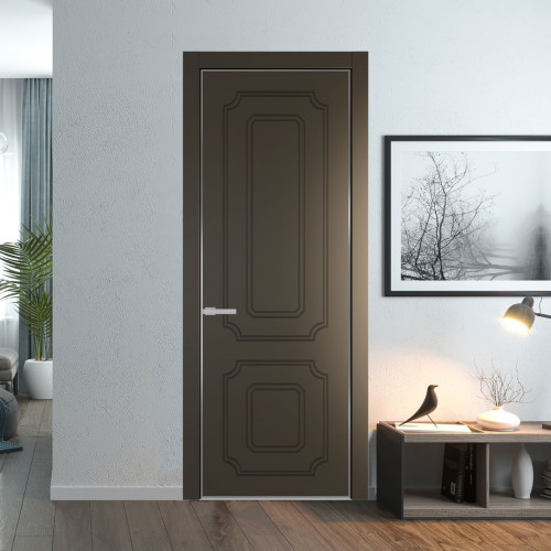 Межкомнатная дверь ProfilDoors 31 PE с фрезерованным рисунком Перламутр бронза с алюминиевой кромкой Серебро