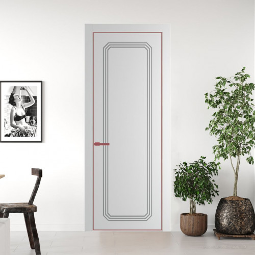 Межкомнатная дверь ProfilDoors 32 PE с фрезерованным рисунком Крем Вайт с алюминиевой кромкой Красный антрацит