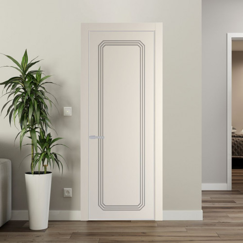 Межкомнатная дверь ProfilDoors 32 PE с фрезерованным рисунком Кремовая Магнолия с алюминиевой кромкой Матовая