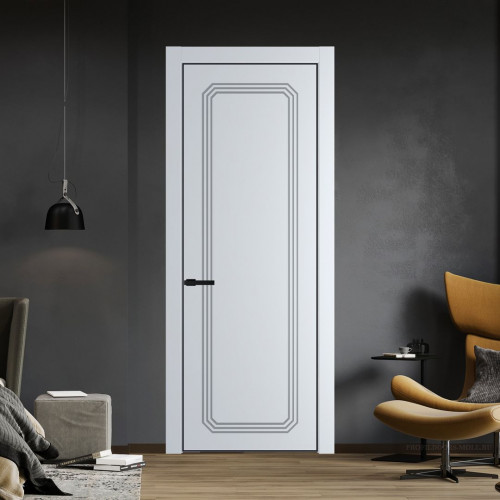 Межкомнатная дверь ProfilDoors 32 PE с фрезерованным рисунком Вайт с алюминиевой кромкой Черный