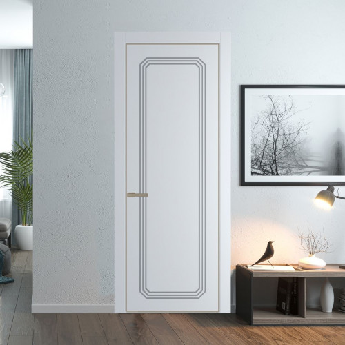 Межкомнатная дверь ProfilDoors 32 PE с фрезерованным рисунком Вайт с алюминиевой кромкой Никель