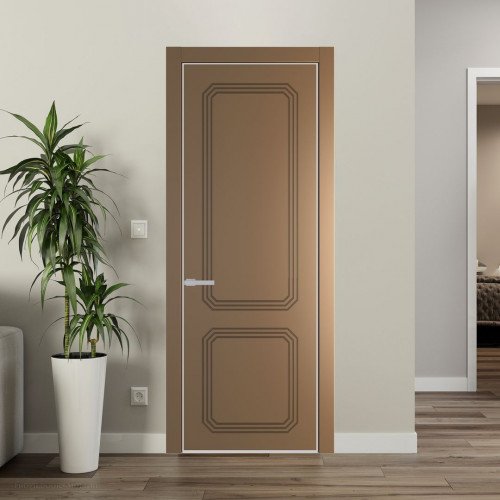 Межкомнатная дверь ProfilDoors 33 PE с фрезерованным рисунком Перламутр золото с алюминиевой кромкой Матовая