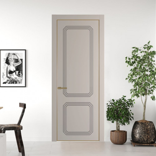Межкомнатная дверь ProfilDoors 33 PE с фрезерованным рисунком Сэнд с алюминиевой кромкой Золото