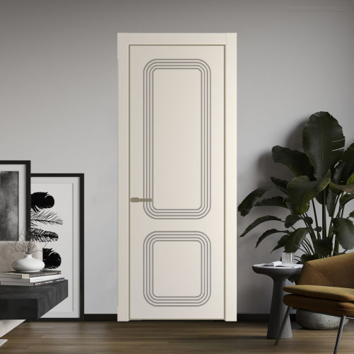 Межкомнатная дверь ProfilDoors 35 PE с фрезерованным рисунком Кремовая Магнолия с алюминиевой кромкой Шампань