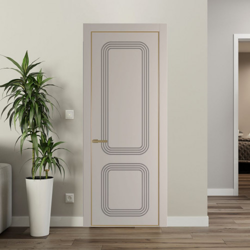 Межкомнатная дверь ProfilDoors 35 PE с фрезерованным рисунком Сэнд с алюминиевой кромкой Золото