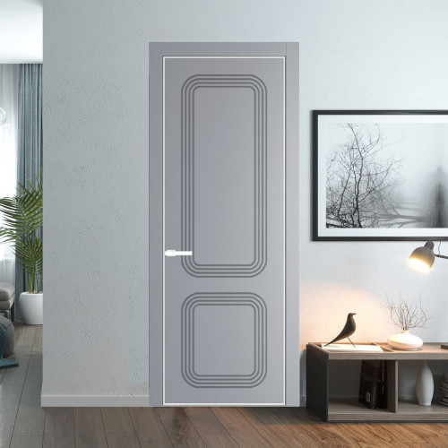 Межкомнатная дверь ProfilDoors 35 PE с фрезерованным рисунком Смоки с алюминиевой кромкой Вайт