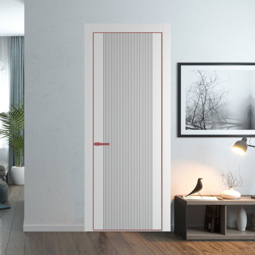 Межкомнатная дверь ProfilDoors 37 PE с фрезерованным рисунком Крем Вайт с алюминиевой кромкой Красный антрацит
