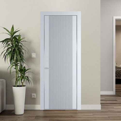 Межкомнатная дверь ProfilDoors 37 PE с фрезерованным рисунком Вайт с алюминиевой кромкой Серебро