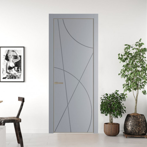Межкомнатная дверь ProfilDoors 4 PE с фрезерованным рисунком Смоки с алюминиевой кромкой Никель