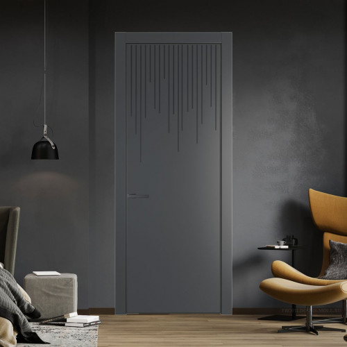 Межкомнатная дверь ProfilDoors 8 PE с фрезерованным рисунком Графит с алюминиевой кромкой Серая Ночь
