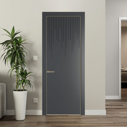 Межкомнатная дверь ProfilDoors 8 PE с фрезерованным рисунком Графит с алюминиевой кромкой Шампань