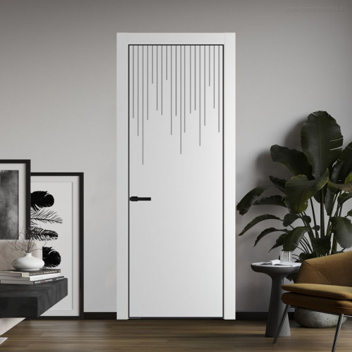 Межкомнатная дверь ProfilDoors 8 PE с фрезерованным рисунком Крем Вайт с алюминиевой кромкой Черный