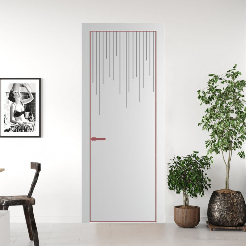 Межкомнатная дверь ProfilDoors 8 PE с фрезерованным рисунком Крем Вайт с алюминиевой кромкой Красный антрацит