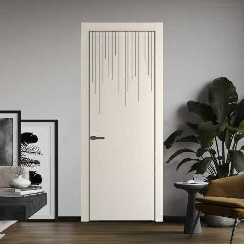 Межкомнатная дверь ProfilDoors 8 PE с фрезерованным рисунком Кремовая Магнолия с алюминиевой кромкой Серая Ночь