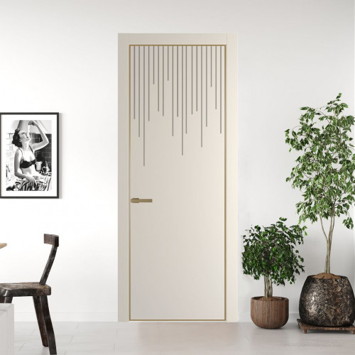 Межкомнатная дверь ProfilDoors 8 PE с фрезерованным рисунком Кремовая Магнолия с алюминиевой кромкой Золото