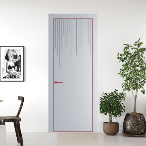 Межкомнатная дверь ProfilDoors 8 PE с фрезерованным рисунком Лайт Грей с алюминиевой кромкой Красный антрацит