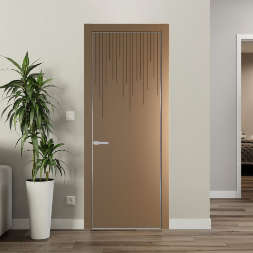 Межкомнатная дверь ProfilDoors 8 PE с фрезерованным рисунком Перламутр золото с алюминиевой кромкой Серебро