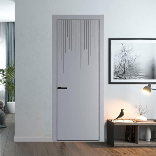 Межкомнатная дверь ProfilDoors 8 PE с фрезерованным рисунком Смоки с алюминиевой кромкой Черный