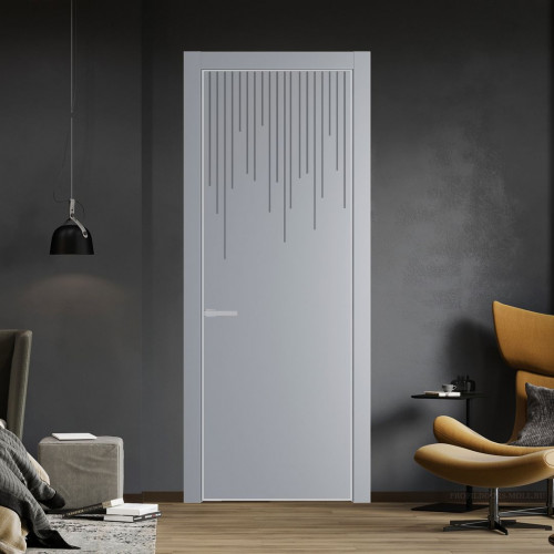 Межкомнатная дверь ProfilDoors 8 PE с фрезерованным рисунком Смоки с алюминиевой кромкой Матовая