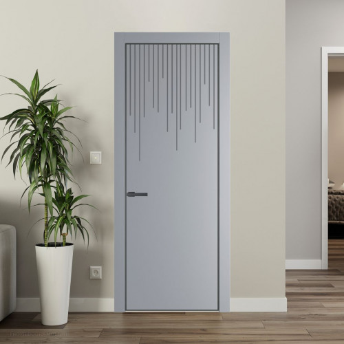 Межкомнатная дверь ProfilDoors 8 PE с фрезерованным рисунком Смоки с алюминиевой кромкой Серая Ночь