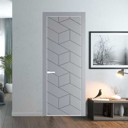 Межкомнатная дверь ProfilDoors 9 PE с фрезерованным рисунком Смоки с алюминиевой кромкой Вайт