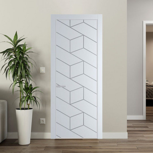 Межкомнатная дверь ProfilDoors 9 PE с фрезерованным рисунком Вайт с алюминиевой кромкой Матовая