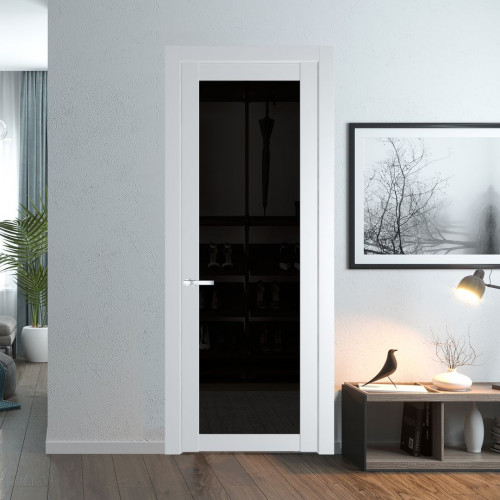Межкомнатная дверь ProfilDoors 1.1.2 PD цвет Крем Вайт вставка Черное тонированное