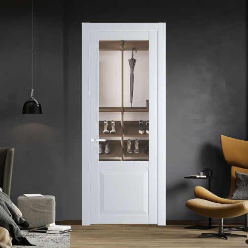 Межкомнатная дверь ProfilDoors 1.2.2 PD цвет Вайт вставка Прозрачное