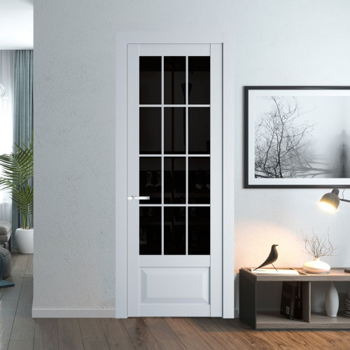 Межкомнатная дверь ProfilDoors 1.2.2 (р.12) PD цвет Вайт вставка Черное тонированное