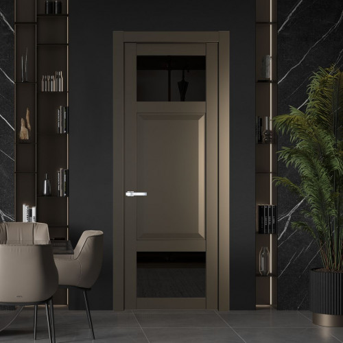 Межкомнатная дверь ProfilDoors 1.3.4 PD цвет Перламутр бронза вставка Черное тонированное