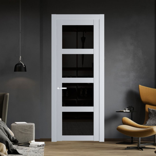 Межкомнатная дверь ProfilDoors 1.4.2 PD цвет Лайт Грей вставка Черное тонированное