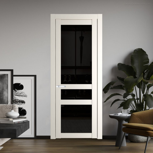 Межкомнатная дверь ProfilDoors 1.5.2 PD цвет Перламутр белый вставка Черное тонированное