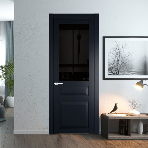 Межкомнатная дверь ProfilDoors 1.5.3 PD цвет Нэви Блу вставка Черное тонированное