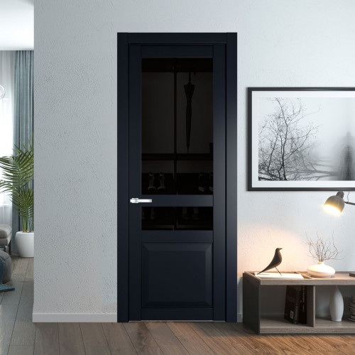 Межкомнатная дверь ProfilDoors 1.5.4 PD цвет Нэви Блу вставка Черное тонированное