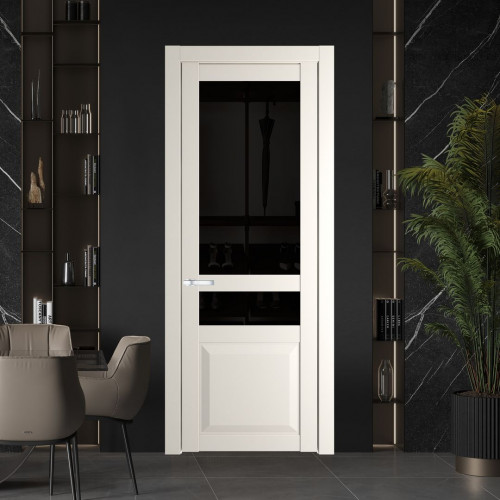 Межкомнатная дверь ProfilDoors 1.5.4 PD цвет Перламутр белый вставка Черное тонированное