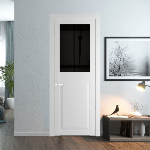Межкомнатная дверь ProfilDoors 1.6.2 PD цвет Крем Вайт вставка Черное тонированное