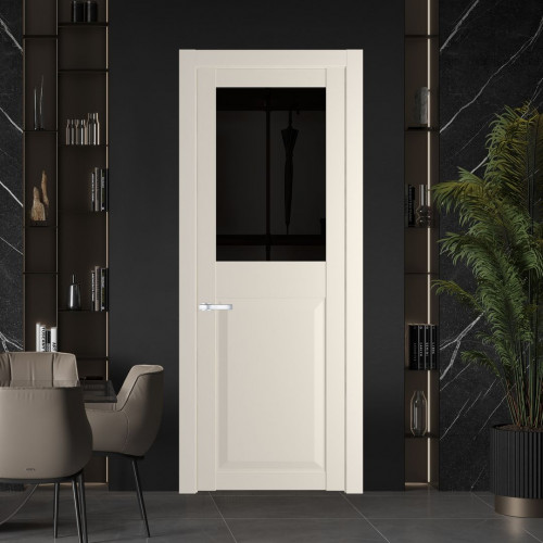 Межкомнатная дверь ProfilDoors 1.6.2 PD цвет Кремовая Магнолия вставка Черное тонированное