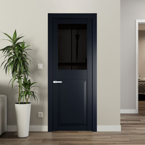 Межкомнатная дверь ProfilDoors 1.6.2 PD цвет Нэви Блу вставка Черное тонированное
