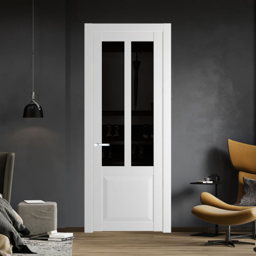 Межкомнатная дверь ProfilDoors 1.8.2 PD цвет Крем Вайт вставка Черное тонированное