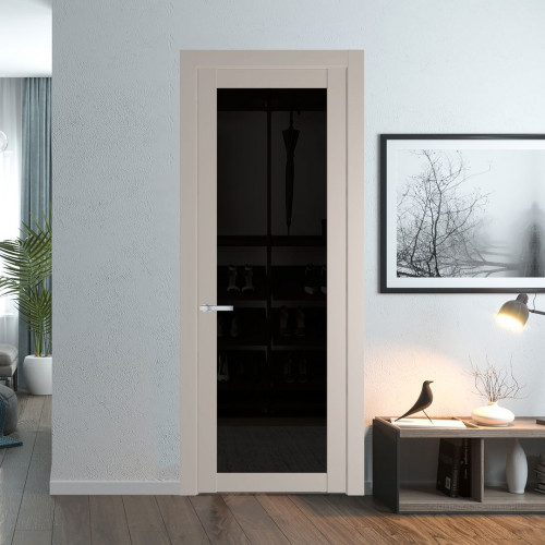 Межкомнатная дверь ProfilDoors 2.1.2 PD цвет Сэнд вставка Черное тонированное