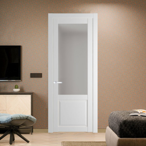 Межкомнатная дверь ProfilDoors 2.2.2 PD цвет Крем Вайт вставка Матовое