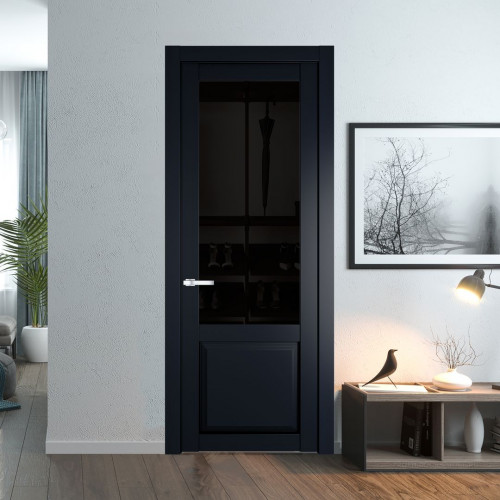 Межкомнатная дверь ProfilDoors 2.2.2 PD цвет Нэви Блу вставка Черное тонированное