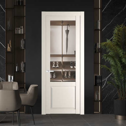Межкомнатная дверь ProfilDoors 2.2.2 PD цвет Перламутр белый вставка Прозрачное