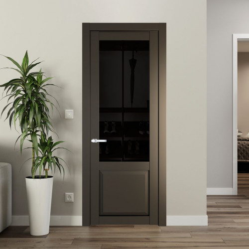 Межкомнатная дверь ProfilDoors 2.2.2 PD цвет Перламутр бронза вставка Черное тонированное