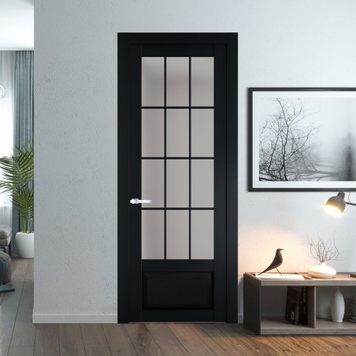 Межкомнатная дверь ProfilDoors 2.2.2 (р.12) PD цвет Блэк вставка Матовое