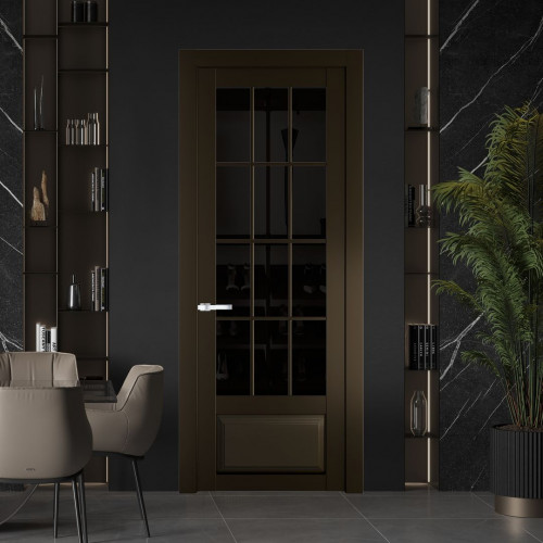 Межкомнатная дверь ProfilDoors 2.2.2 (р.12) PD цвет Перламутр бронза вставка Черное тонированное