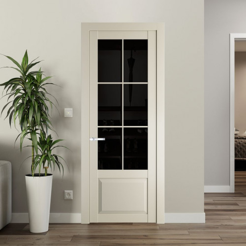 Межкомнатная дверь ProfilDoors 2.2.2 (р.6) PD цвет Перламутр белый вставка Черное тонированное