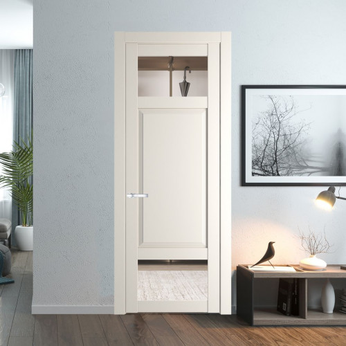 Межкомнатная дверь ProfilDoors 2.3.4 PD цвет Перламутр белый вставка Прозрачное