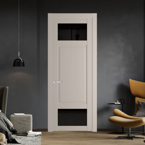 Межкомнатная дверь ProfilDoors 2.3.4 PD цвет Сэнд вставка Черное тонированное