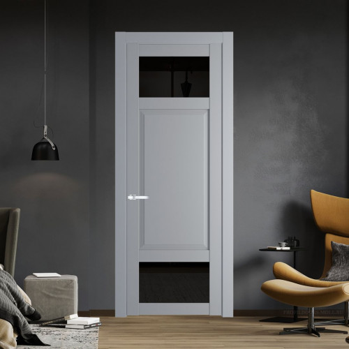 Межкомнатная дверь ProfilDoors 2.3.4 PD цвет Смоки вставка Черное тонированное